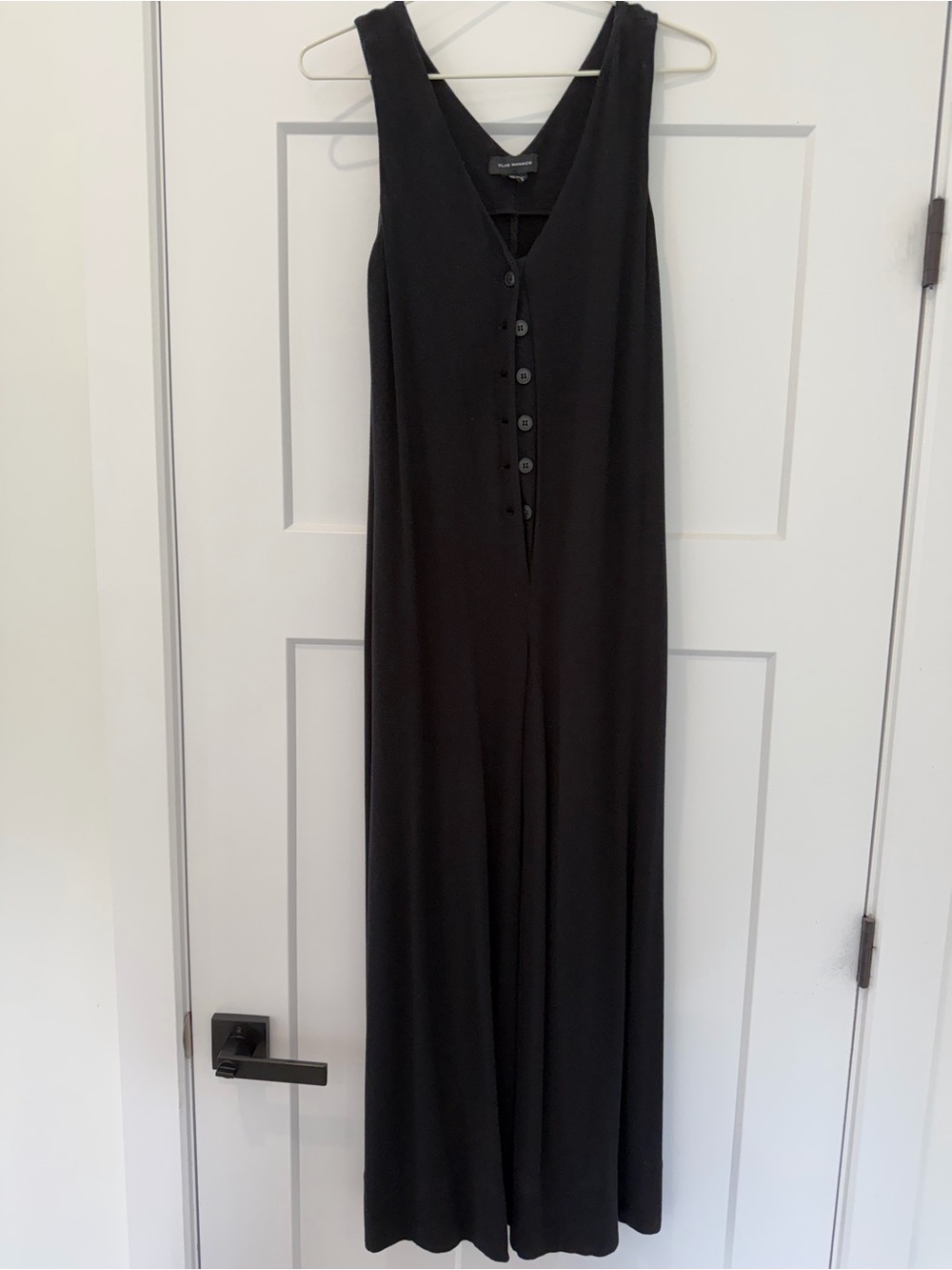 Club Monaco Black Sleeveless Button-Front Jumpsuit